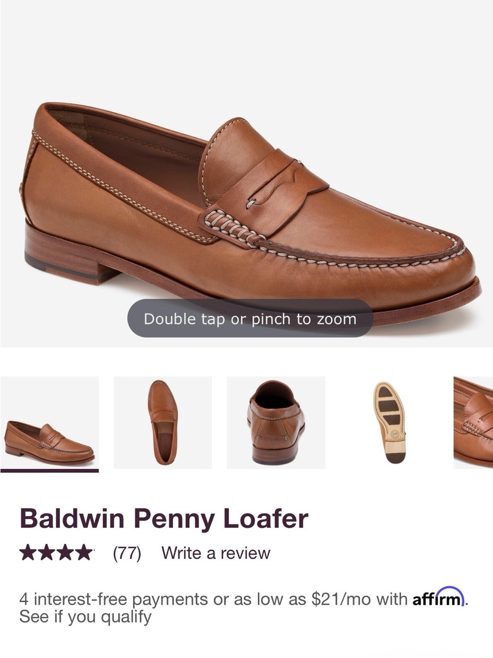 baldwin Tan Leather Penny Loafer
